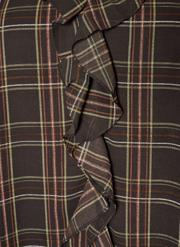 Blouse &agrave; carreaux avec volants, Vert, Packshot image number 2