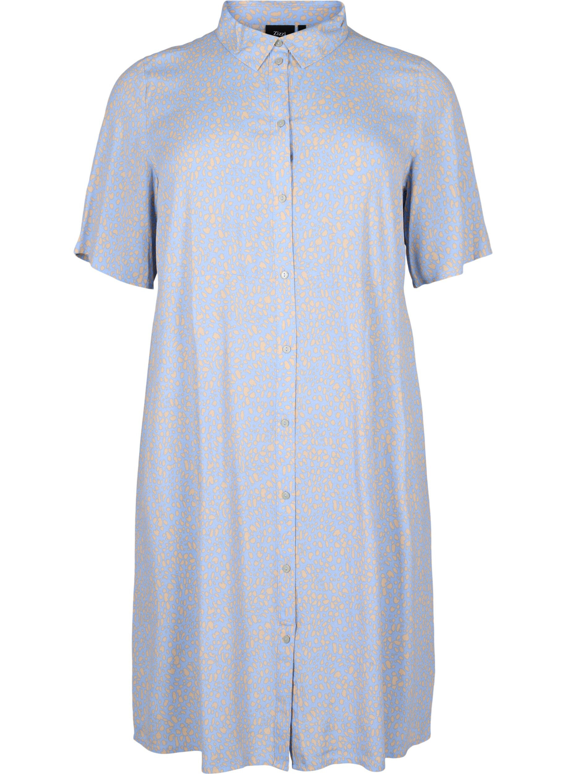 Robe chemise en viscose avec imprim&eacute;