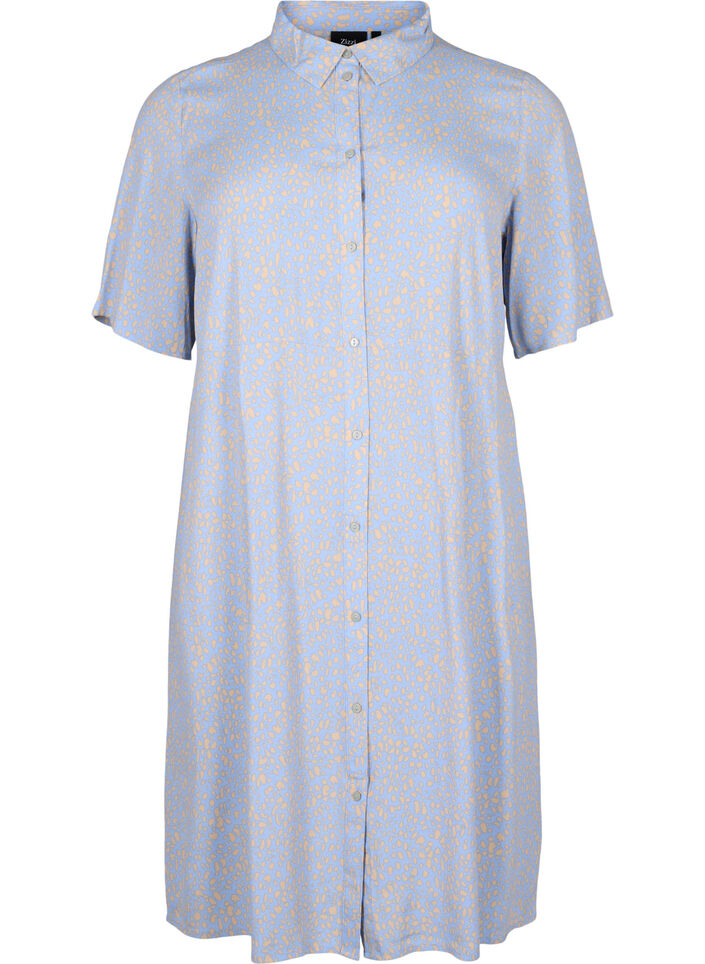 Robe chemise en viscose avec imprimé, Small Dot AOP, Packshot image number 0