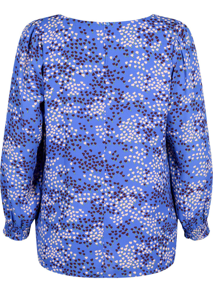 FLASH - Blouse à manches longues avec imprimé et smock, Dazzling Blue AOP, Packshot image number 1
