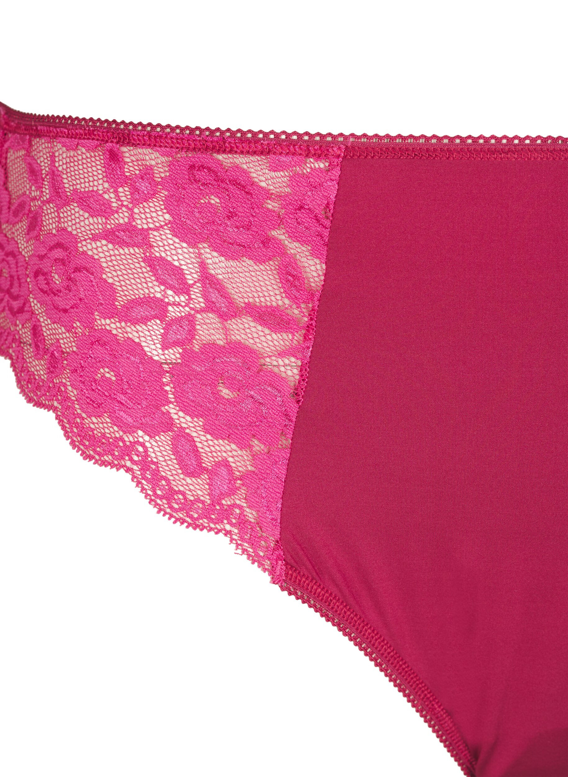 Zizzi Culottes br&eacute;siliennes en microfibre avec dentelle, Bordeaux, Packshot image number 2
