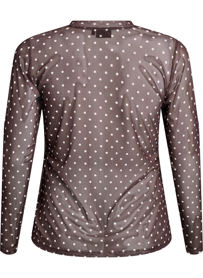 Blouse en maille à pois, Marron, Packshot image number 1