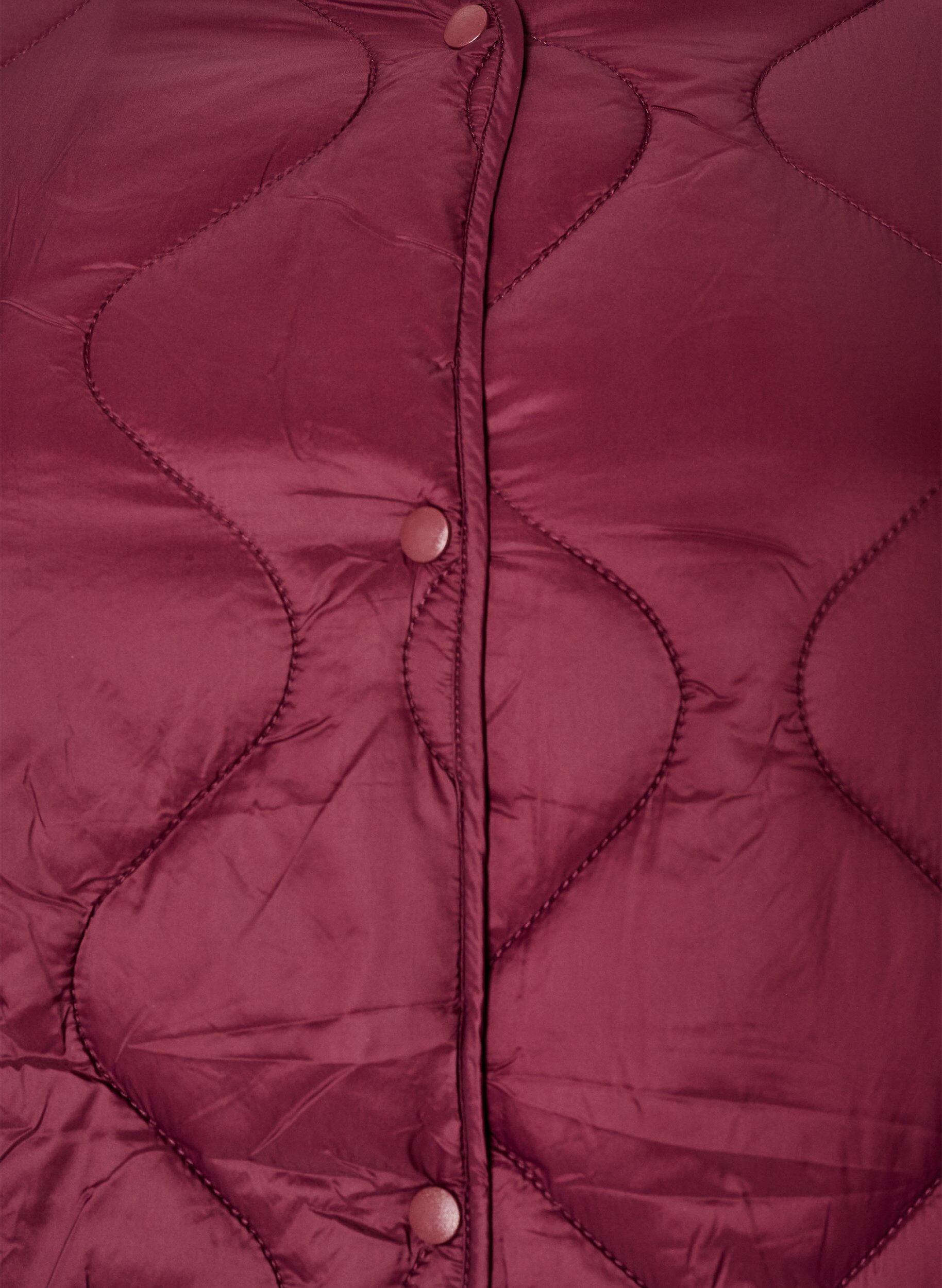 ZizziVeste matelass&eacute;e avec boutons-pression et col rond, Bordeaux fonc&eacute;, Packshot image number 2