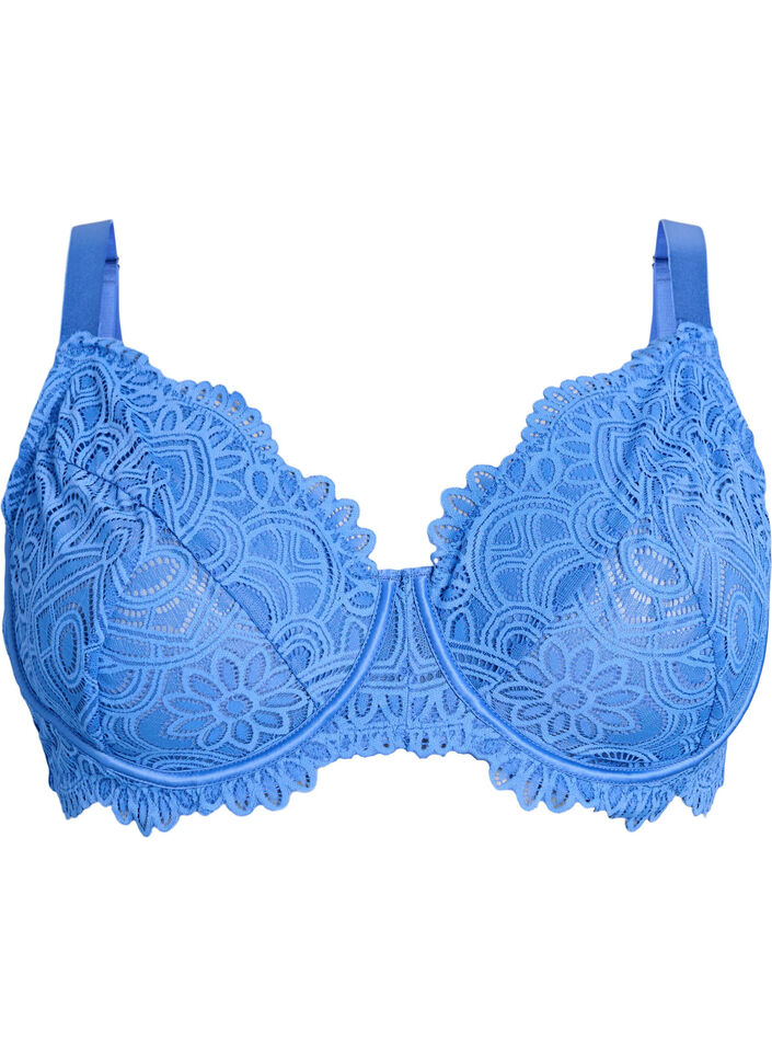 Soutien-gorge corbeille en dentelle avec armatures, Bleu, Packshot image number 0