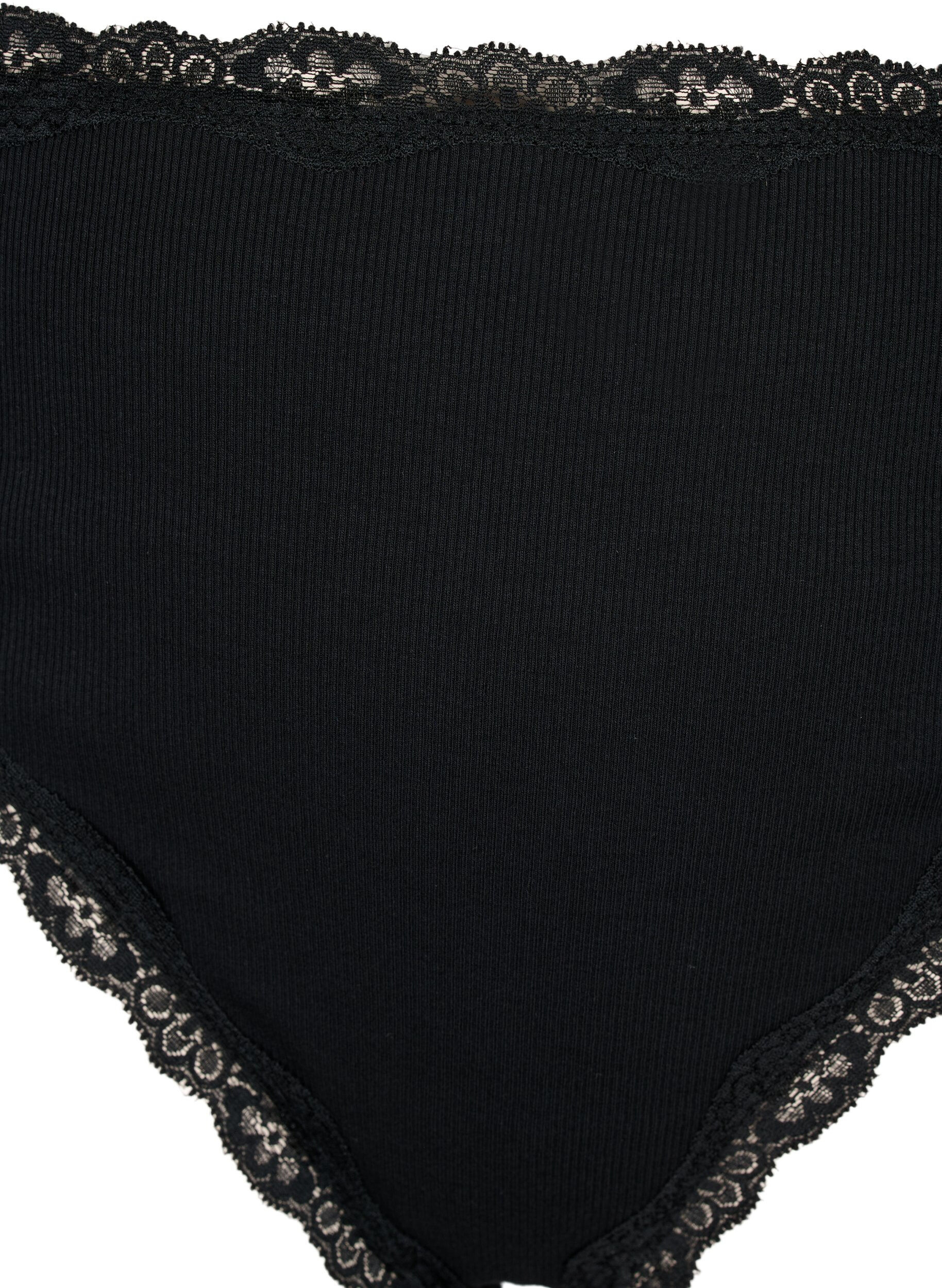 Zizzi String en coton, paquet de 3, Black, Packshot image number 3
