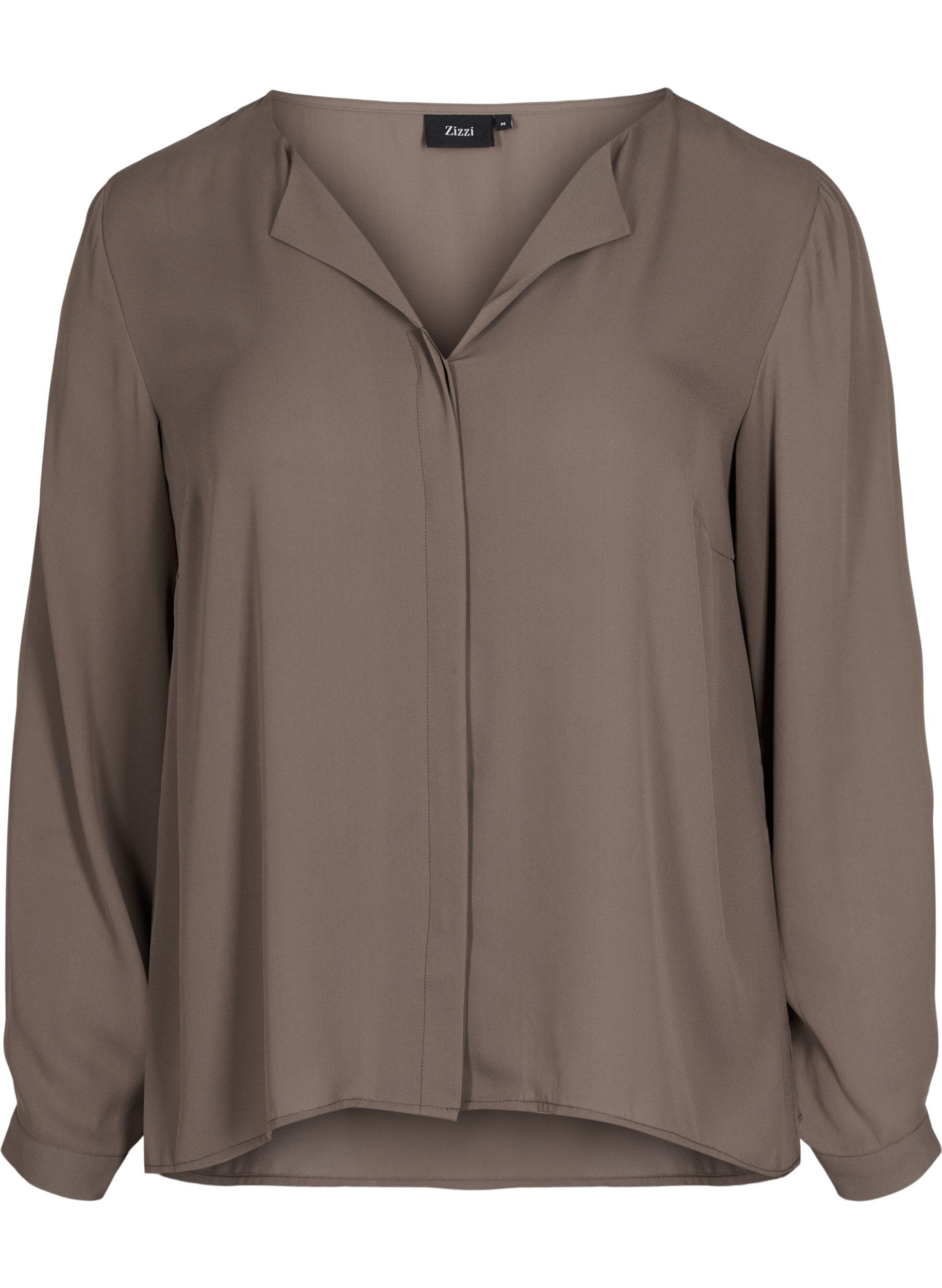 Zizzi Chemise de couleur unie avec col en V, Falcon, Packshot image number 0