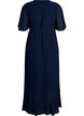 Robe longue en mousseline avec d&eacute;collet&eacute; en V et ourlet &agrave; volants, Bleu, Packshot image number 1