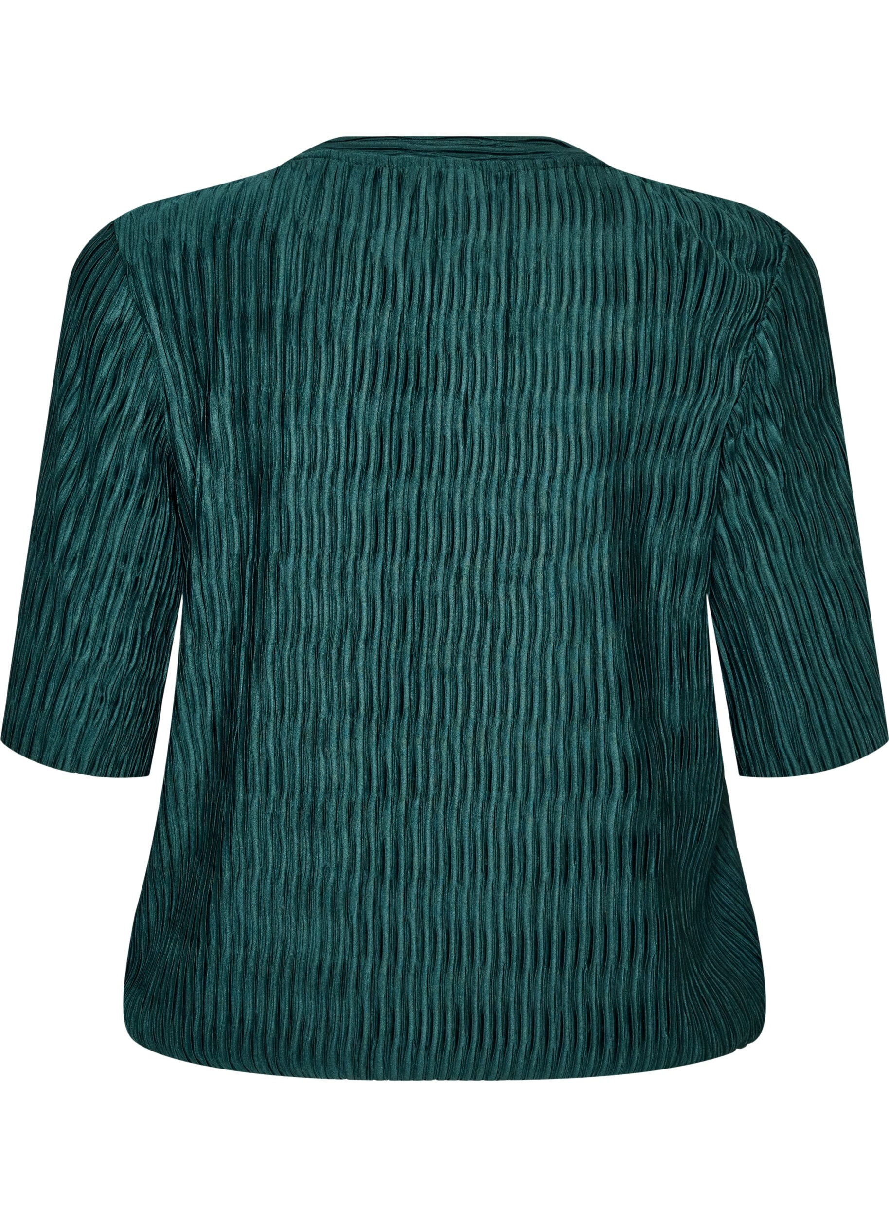 ZizziBlouse avec texture ondul&eacute;e et coupe ballon, Vert fonc&eacute;, Packshot image number 1