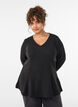 Blouse en jersey c&ocirc;tel&eacute; &agrave; coupe &eacute;vas&eacute;e, Noir, Model image number 0