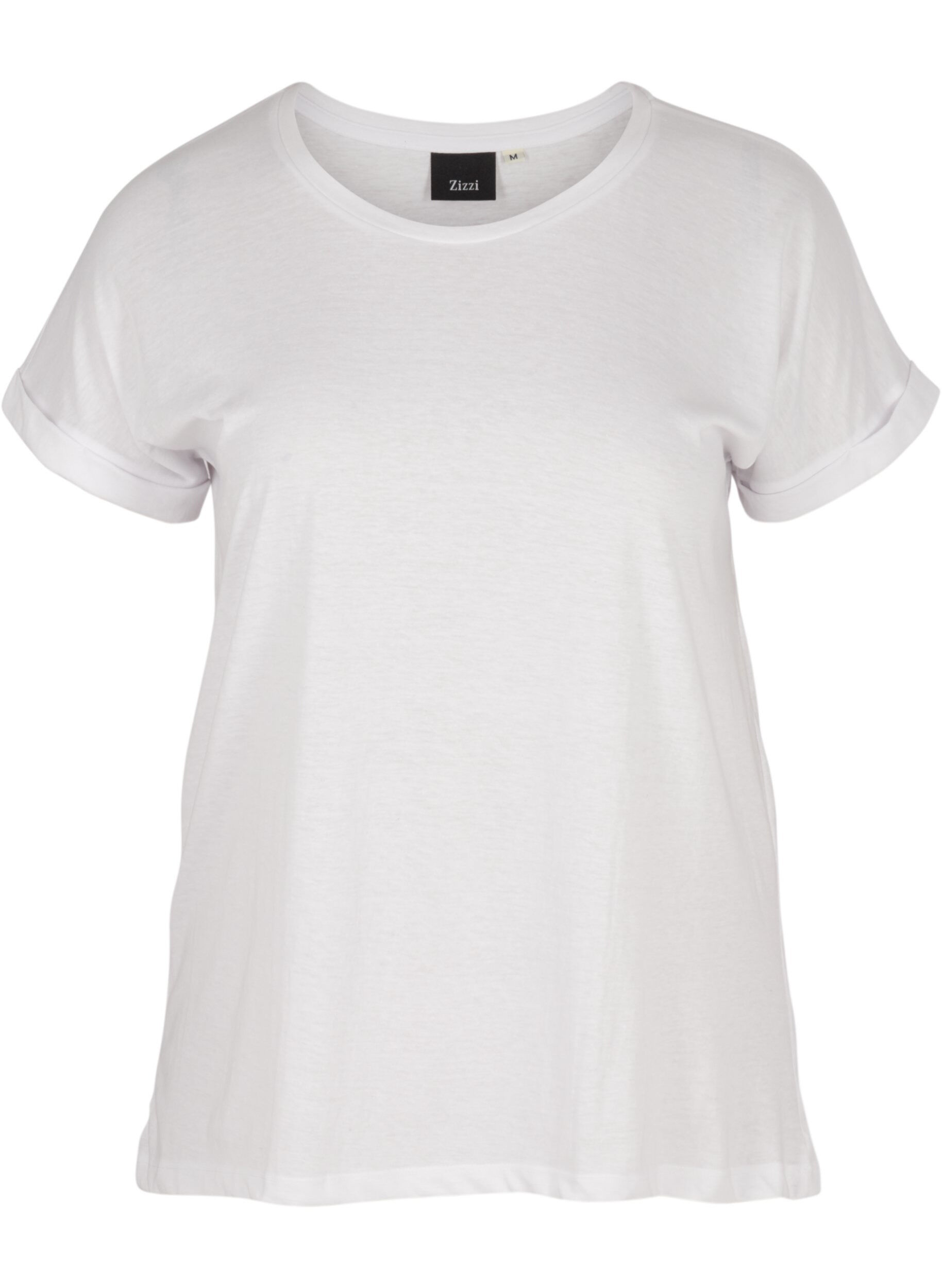 Zizzi T-shirt en m&eacute;lange coton, Bright White, Packshot image number 0