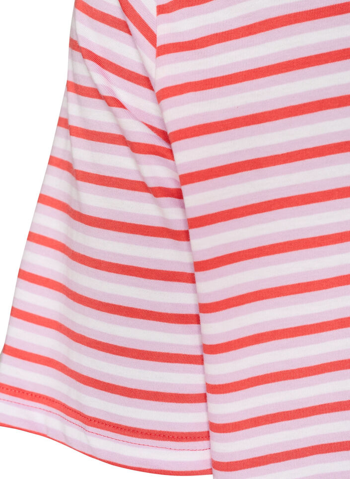 T-shirt long oversize ray&eacute; en coton bio, Violet, Packshot image number 4