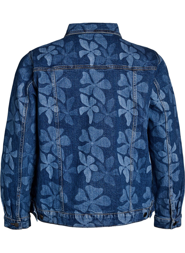 Veste en jean avec imprim&eacute; floral, Bleu, Packshot image number 1