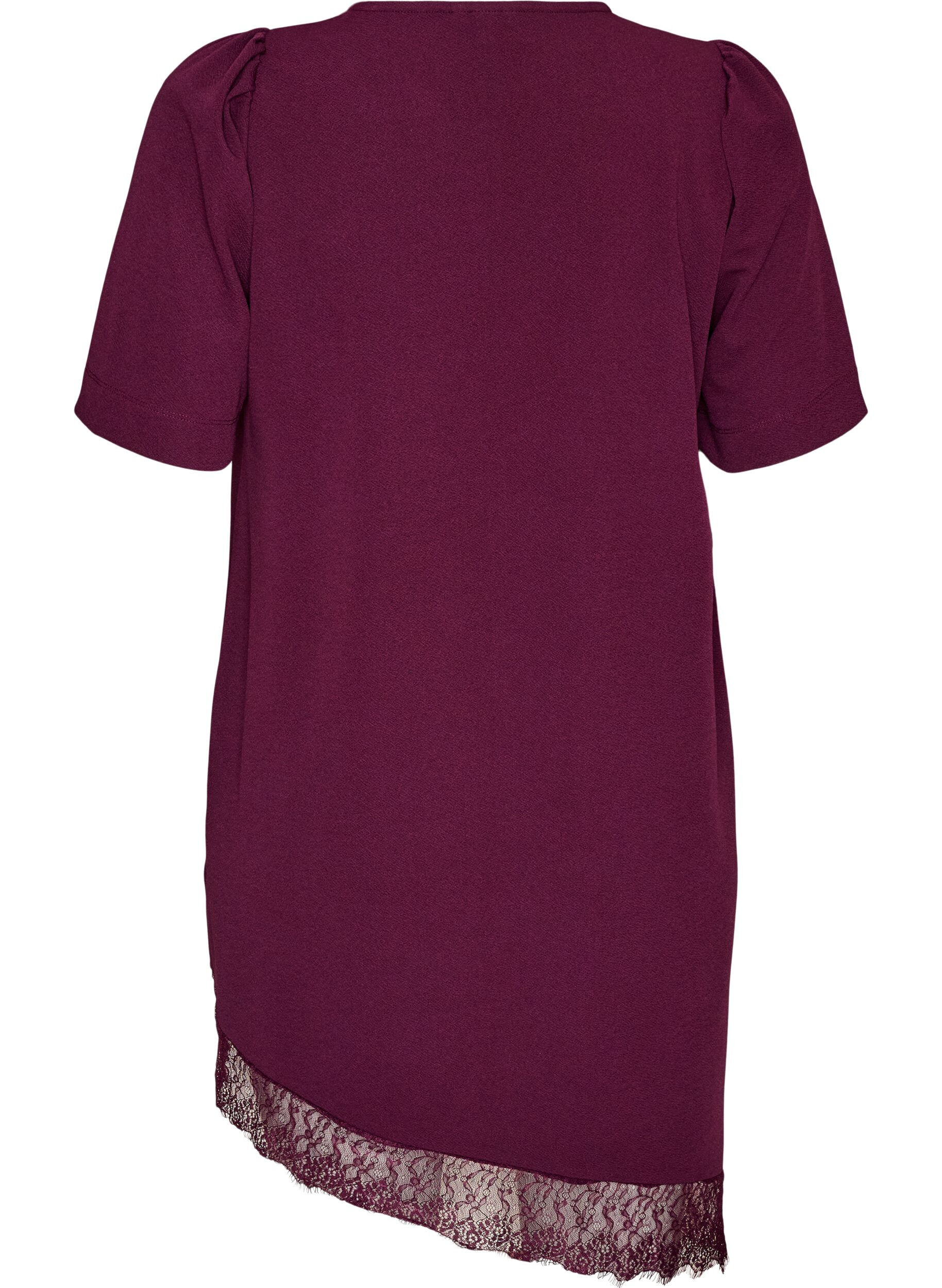 ZizziTunique avec bordure en dentelle asym&eacute;trique, Violet, Packshot image number 1