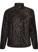 Veste en polaire &agrave; imprim&eacute; l&eacute;opard et col montant, Noir, Packshot image number 0