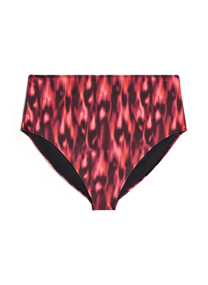 Culotte de bikini imprim&eacute;e et taille haute, Rouge, Packshot image number 0