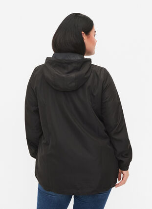 Anorak avec capuche et poche, Black, Model image number 1