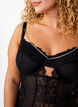 Bodystocking en maille avec dentelle et chaîne amovible, Black, Model image number 2