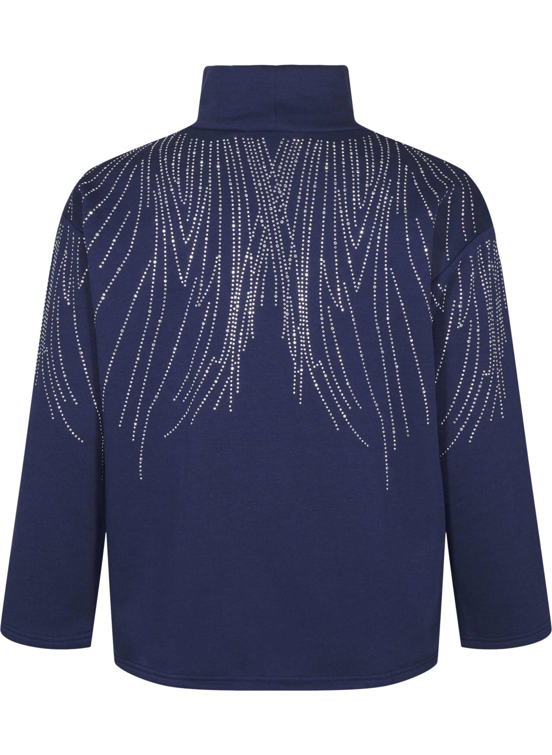 Zizzi Sweat-shirt avec col haut et strass, Naval Academy, Packshot image number 1