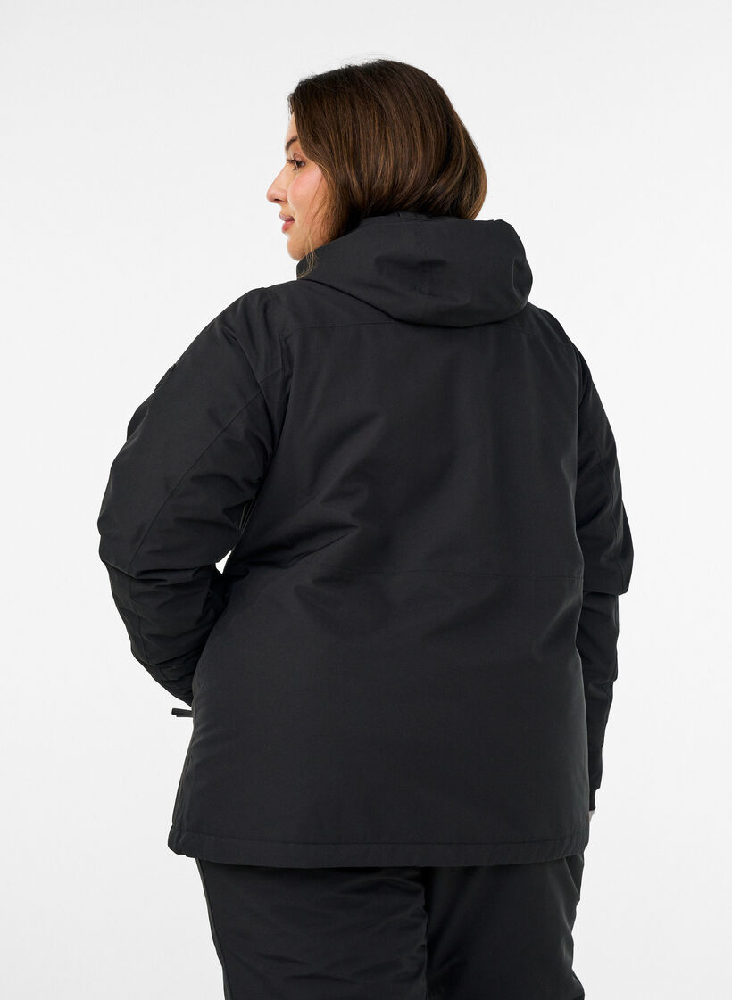 Veste de ski avec capuche et poches zipp&eacute;es, Noir, Model image number 2