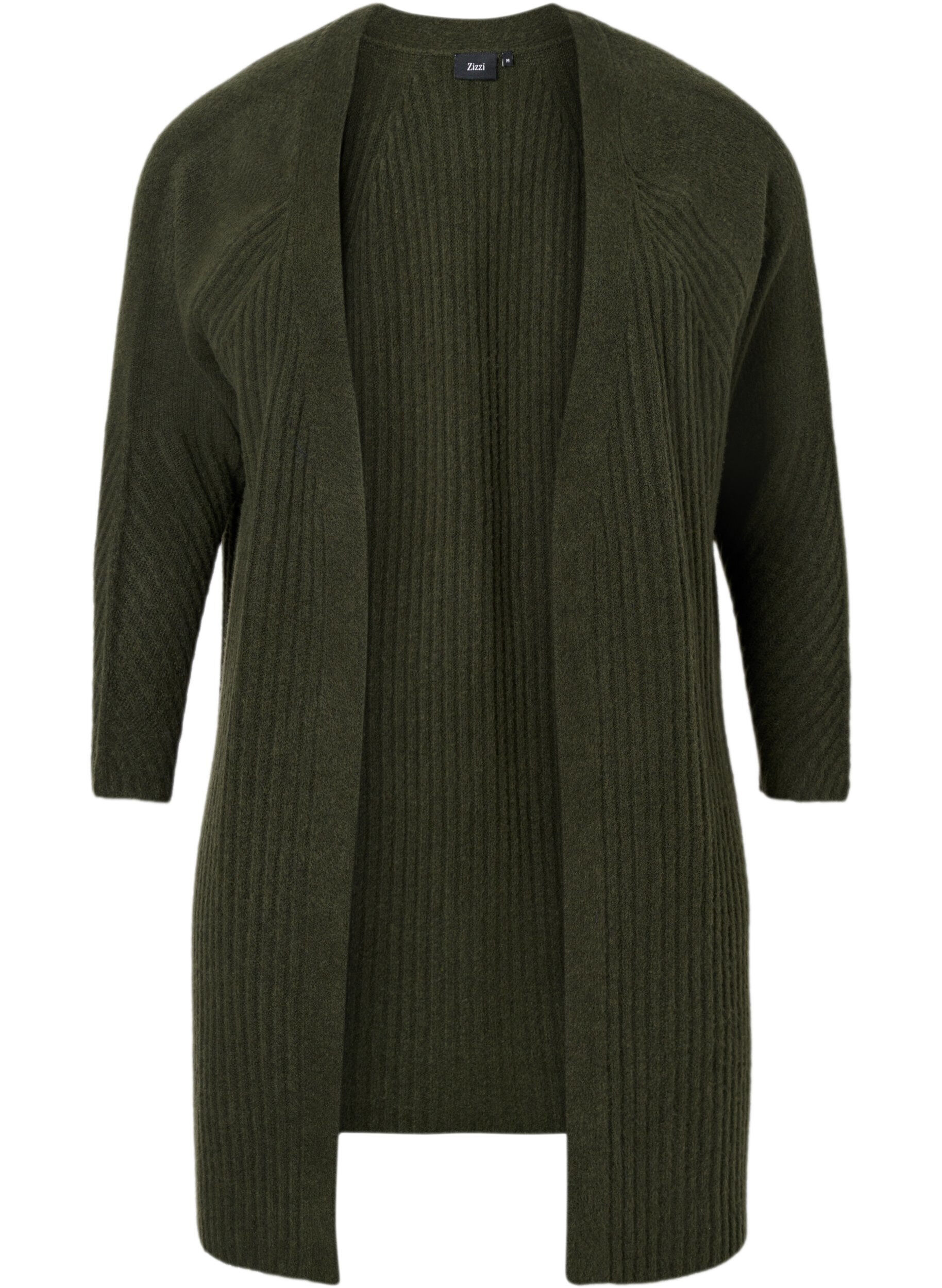 Zizzi Long cardigan en tricot c&ocirc;tel&eacute;, Forest Night Mel., Packshot image number 0