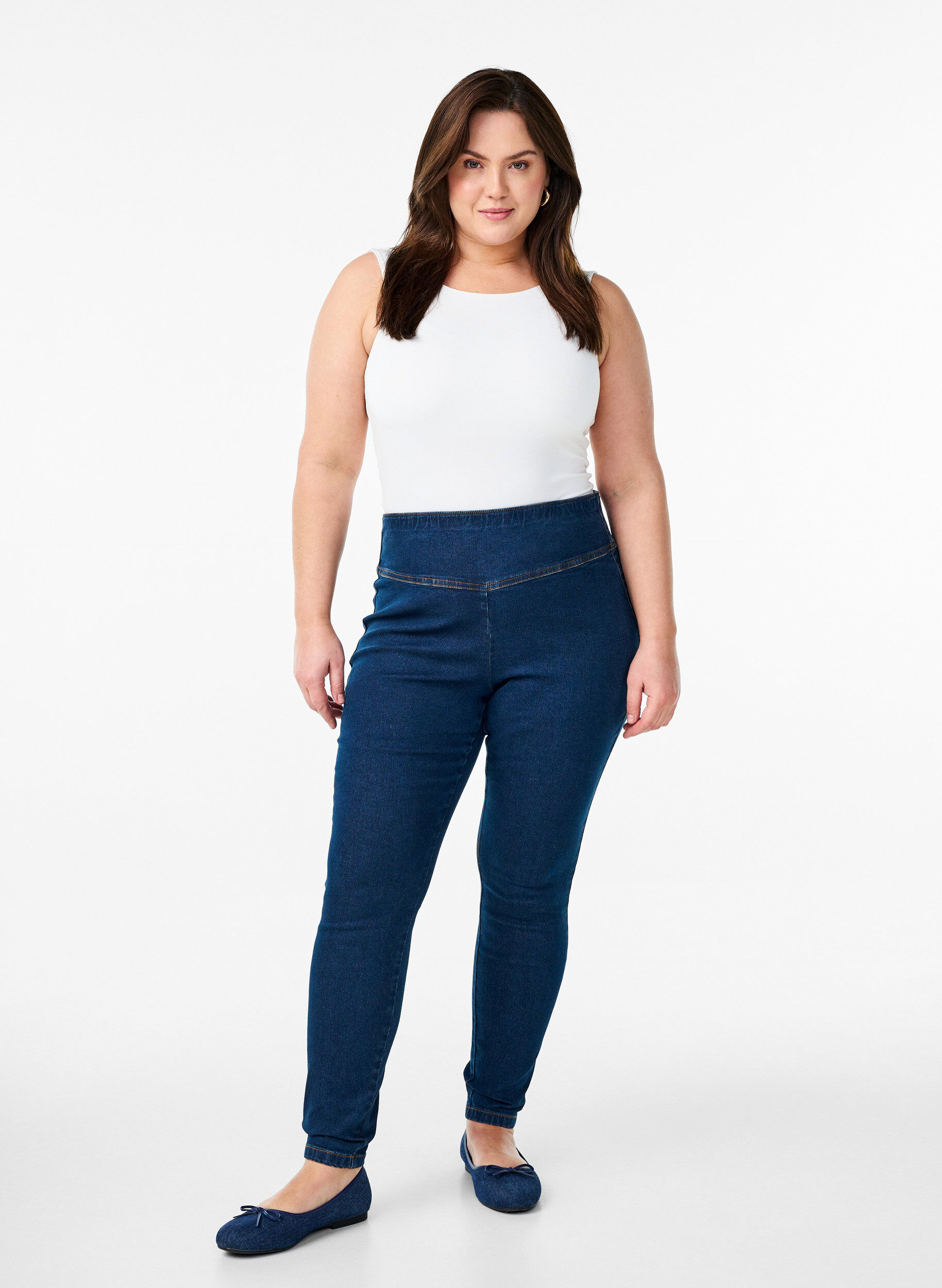 Jeggings extensibles avec une taille haute, Bleu, Model