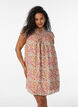 Robe courte en viscose avec smocks et imprim&eacute; fleuri, Orange, Model image number 0