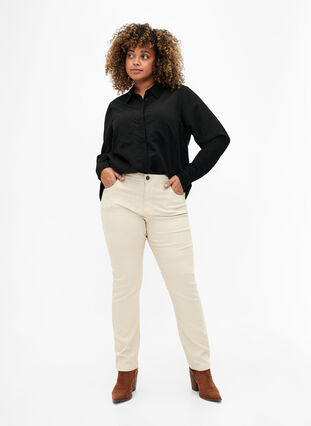 Emily jeans à coupe serrée avec une taille régulière, Oatmeal, Model image number 0