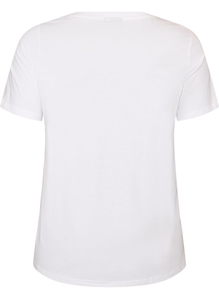T-shirt en coton biologique avec motif d&eacute;coratif, Blanc, Packshot image number 1