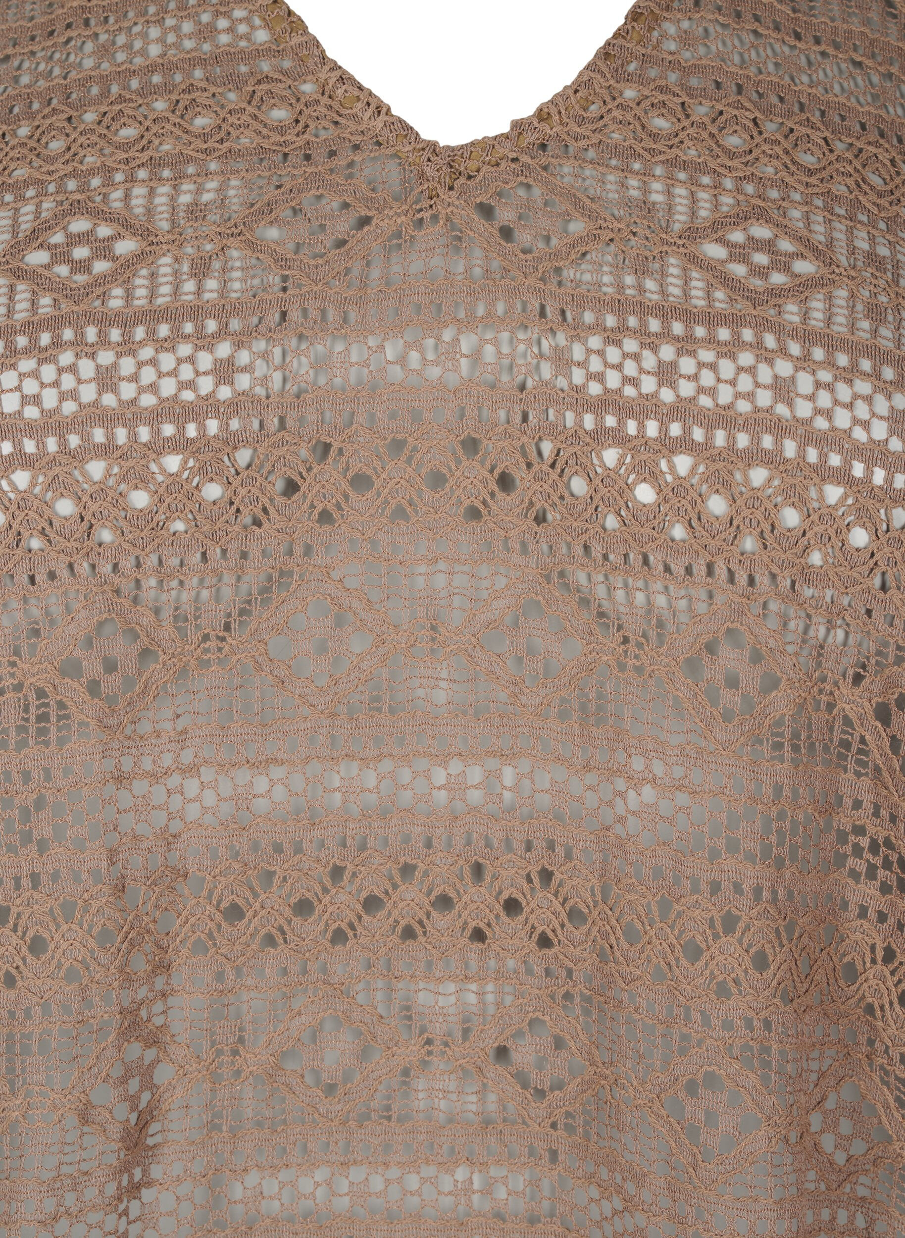 Zizzi Chemisier avec motif &agrave; trous et manches 3/4, Marron, Packshot image number 2