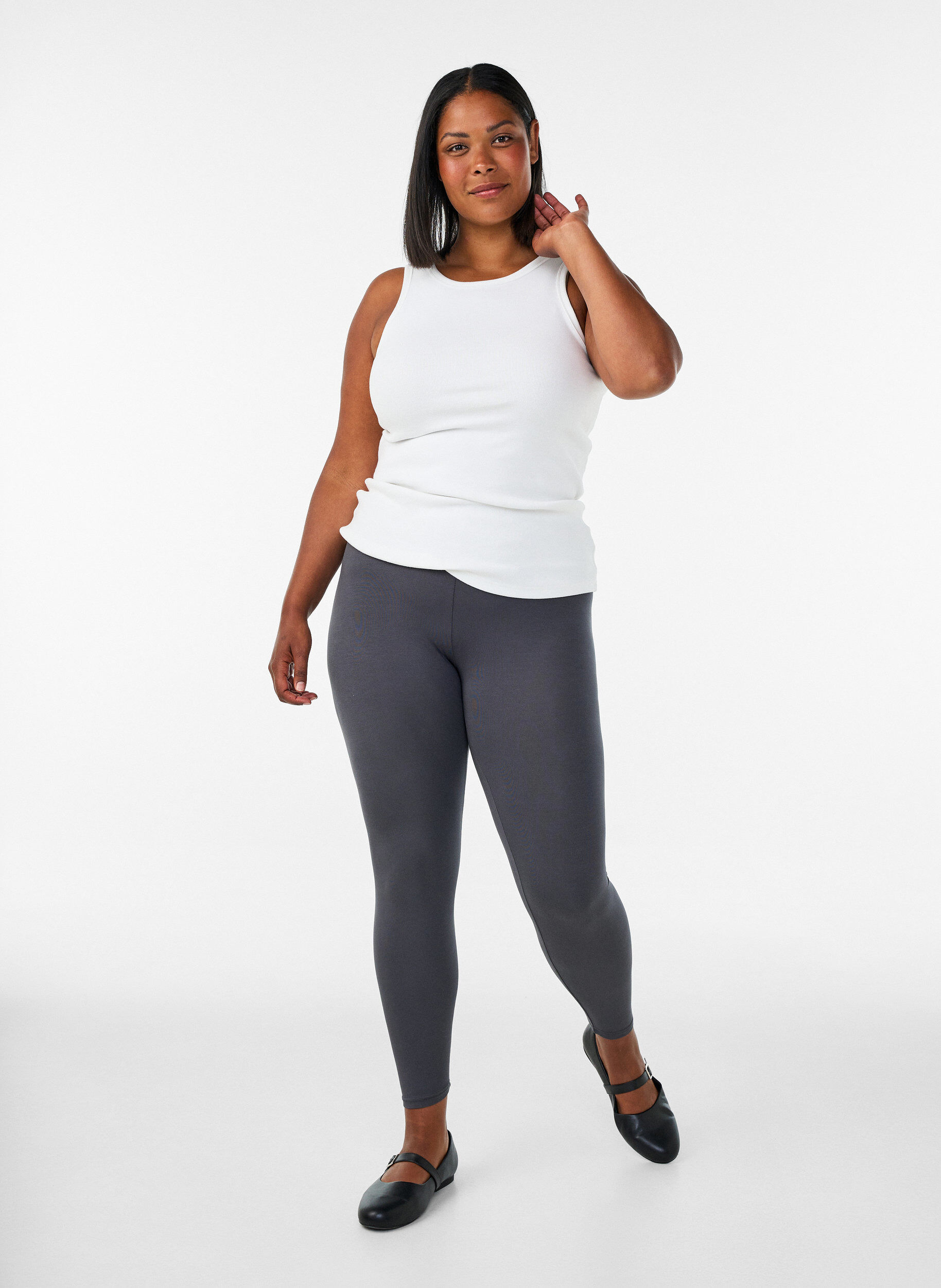 ZizziLeggings basiques en viscose, Gris anthracite, Model image number 1