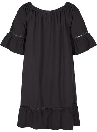 Robe en coton avec manches courtes, Black, Packshot image number 1