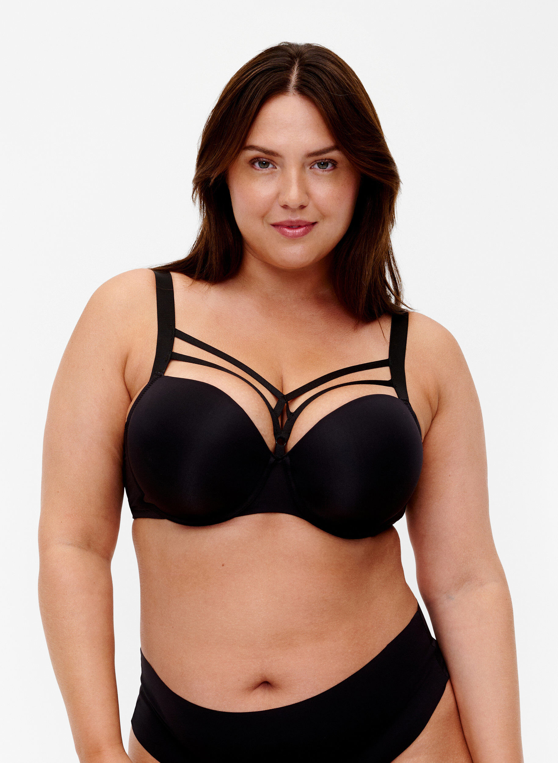 Zizzi Soutien-gorge moul&eacute; avec d&eacute;tail de corde, Black, Model image number 0