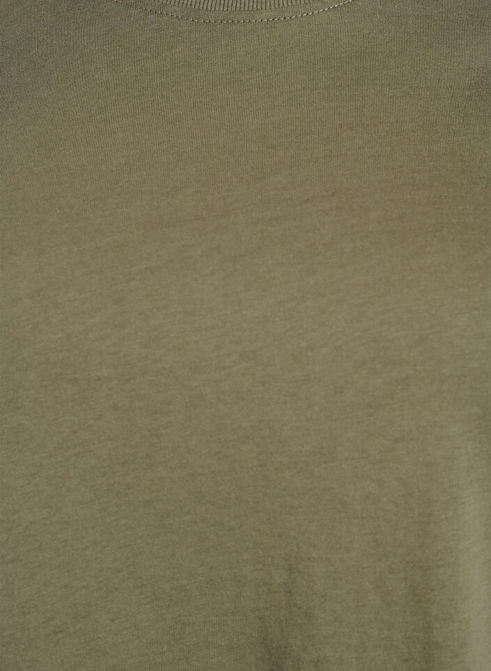 T-shirt basique en coton &agrave; col rond, Vert Kaki, Packshot image number 2