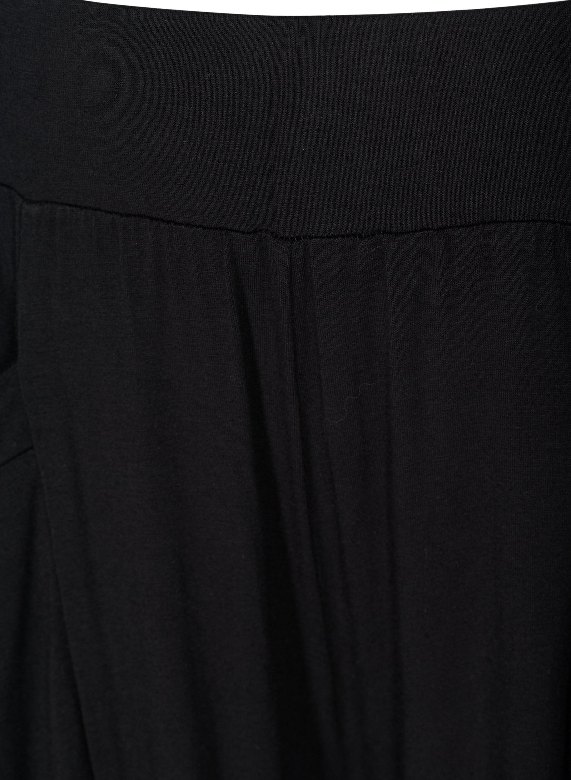 Zizzi Pantalon ample en viscose avec poches, Black, Packshot image number 3
