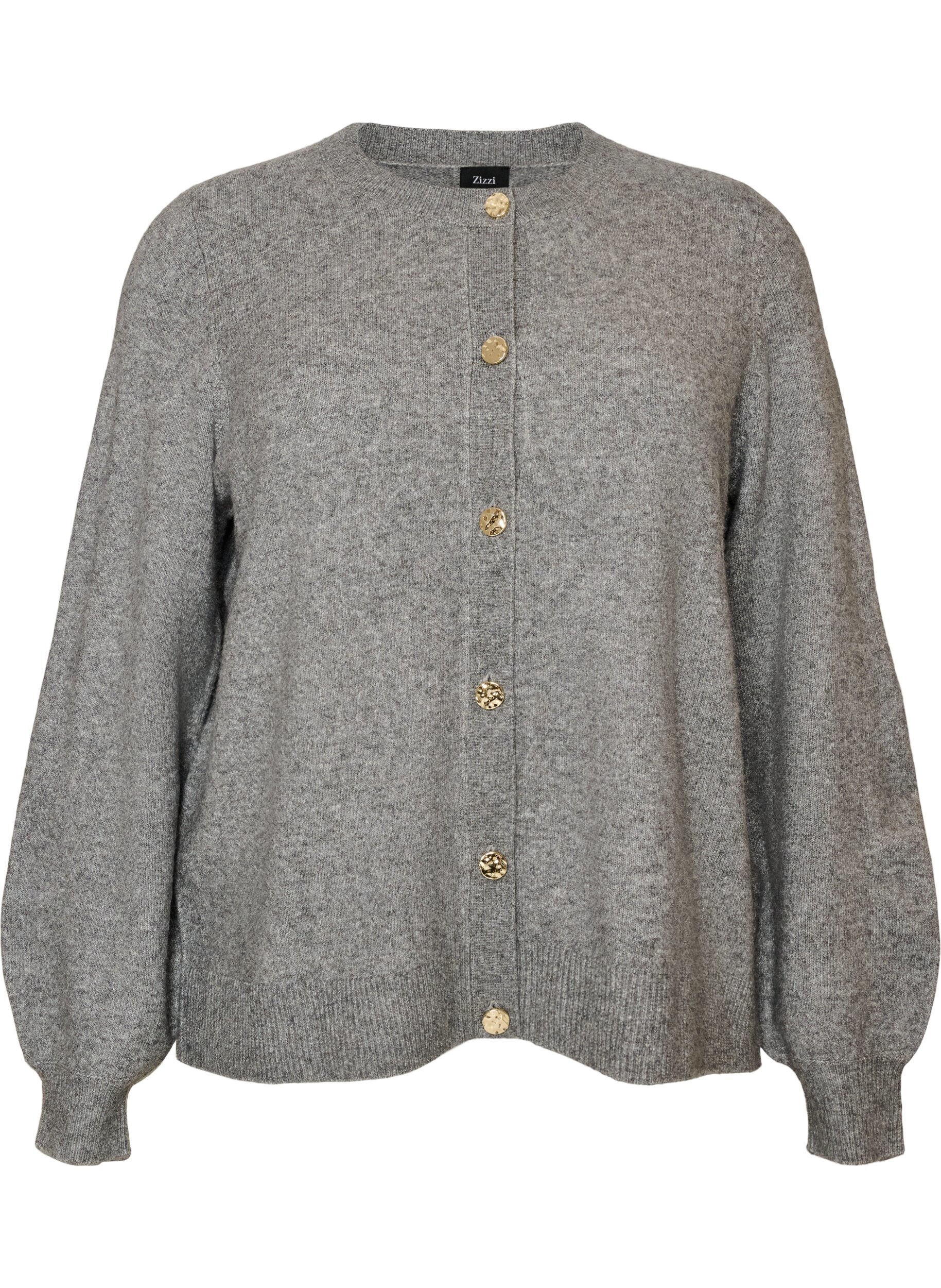 ZizziCardigan en maille douce avec boutons dor&eacute;s, Gris, Packshot image number 0