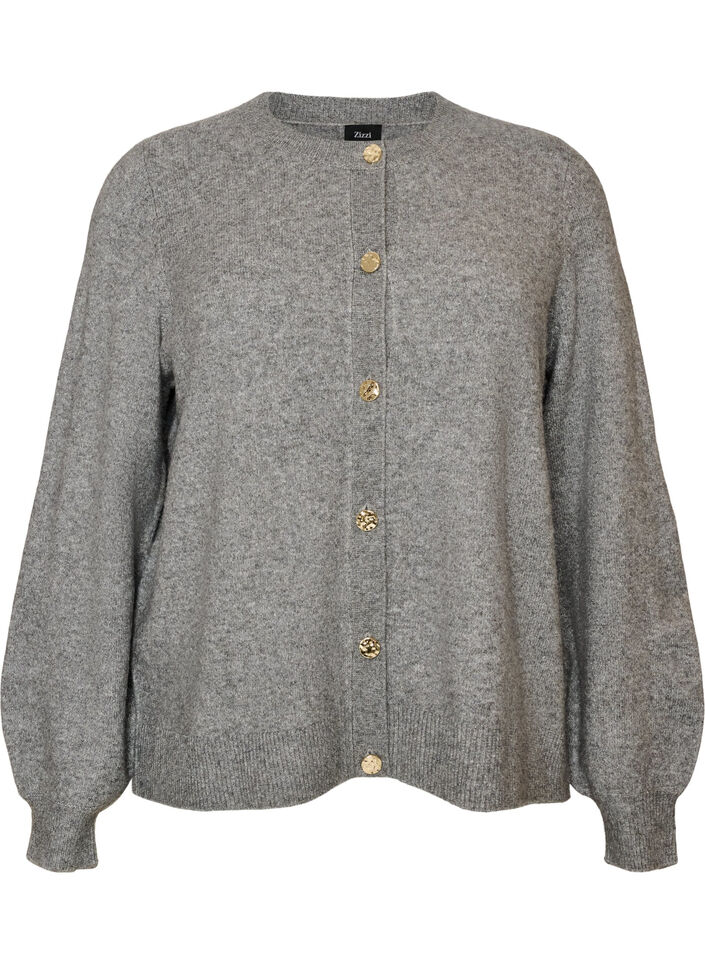 Cardigan en maille douce avec boutons dor&eacute;s, Gris, Packshot image number 0