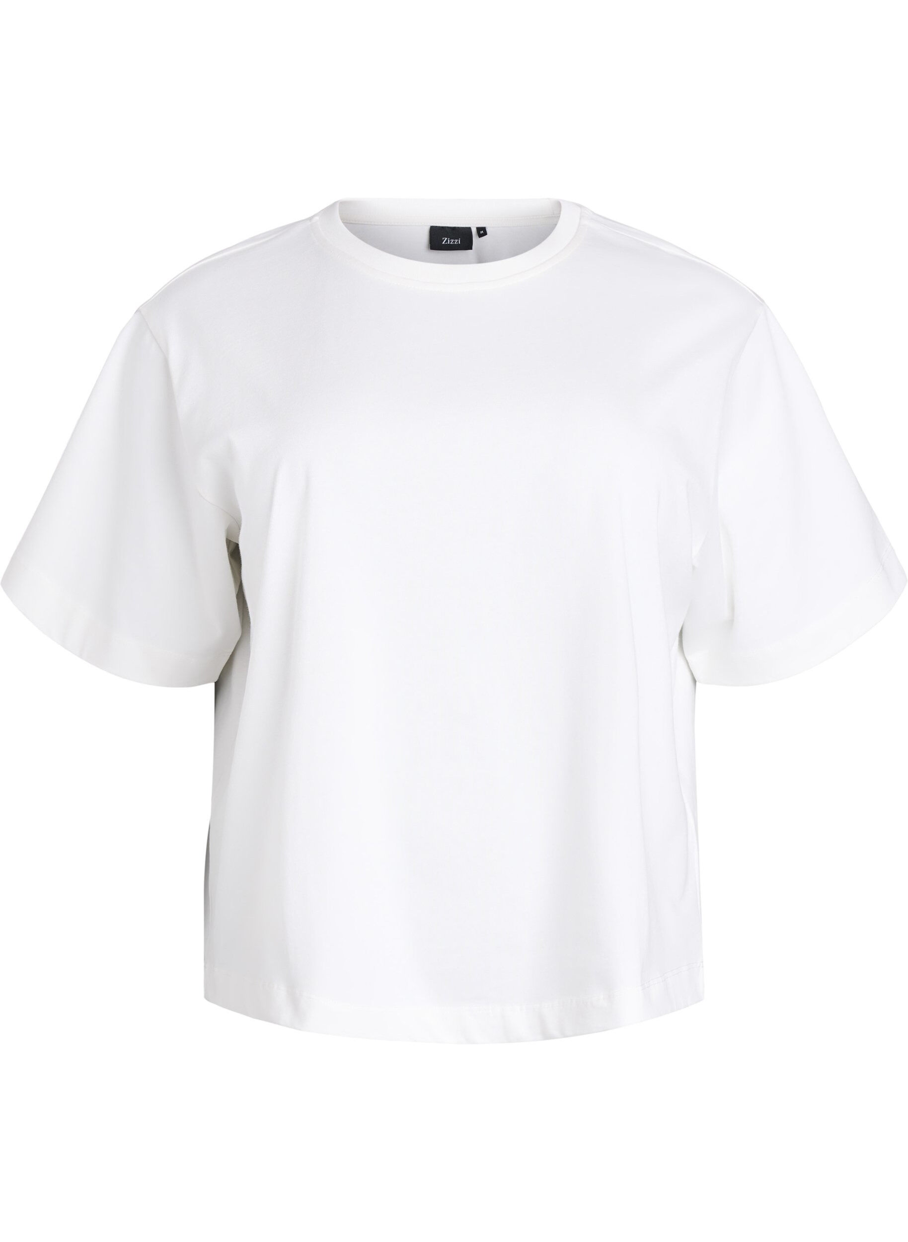 Zizzi T-shirt boxy en coton, Blanc, Packshot image number 0