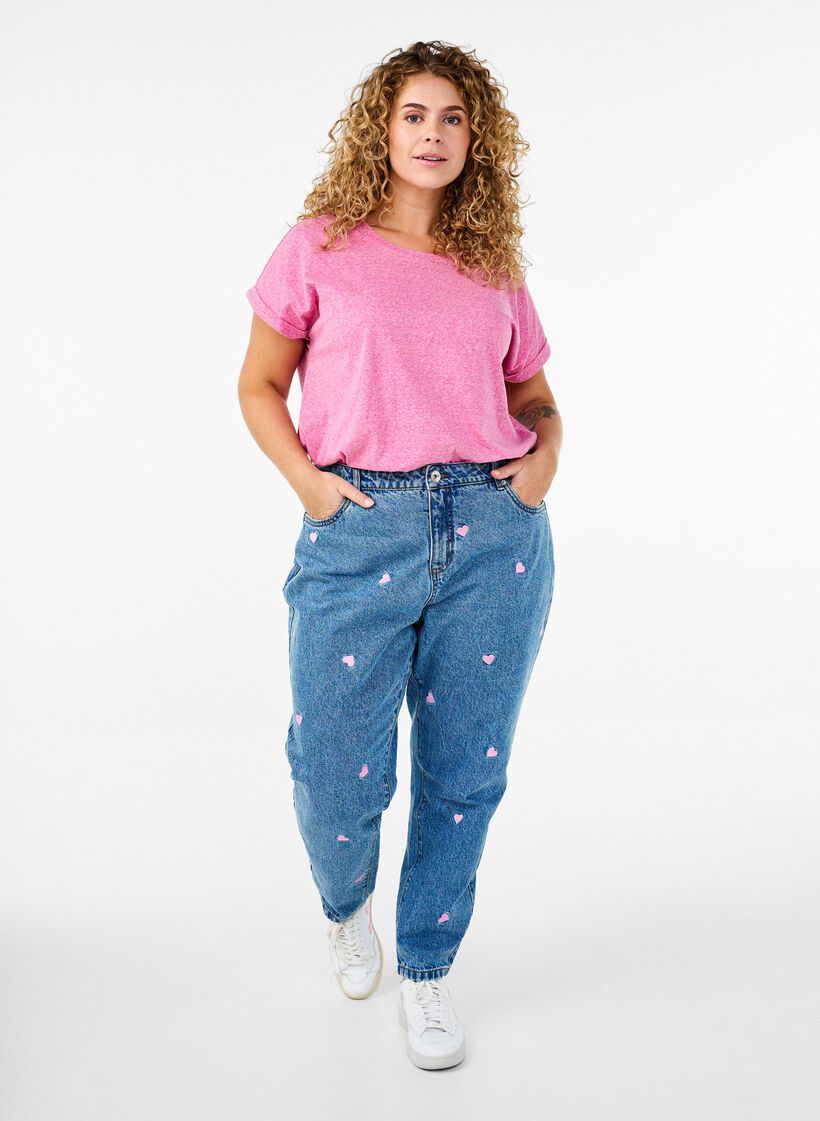 T-shirt mélangé à manches courtes, Rose, Model image number 1