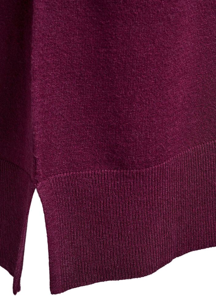 Robe courte en maille &agrave; manches raglan et couture centrale, Bordeaux, Packshot image number 3