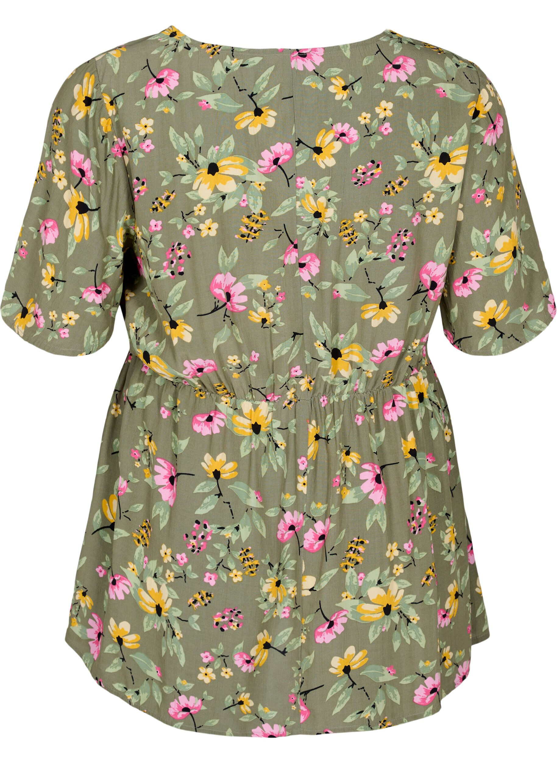 Zizzi Blouse de maternit&eacute; &agrave; fleurs en viscose, Green Flower Print, Packshot image number 1