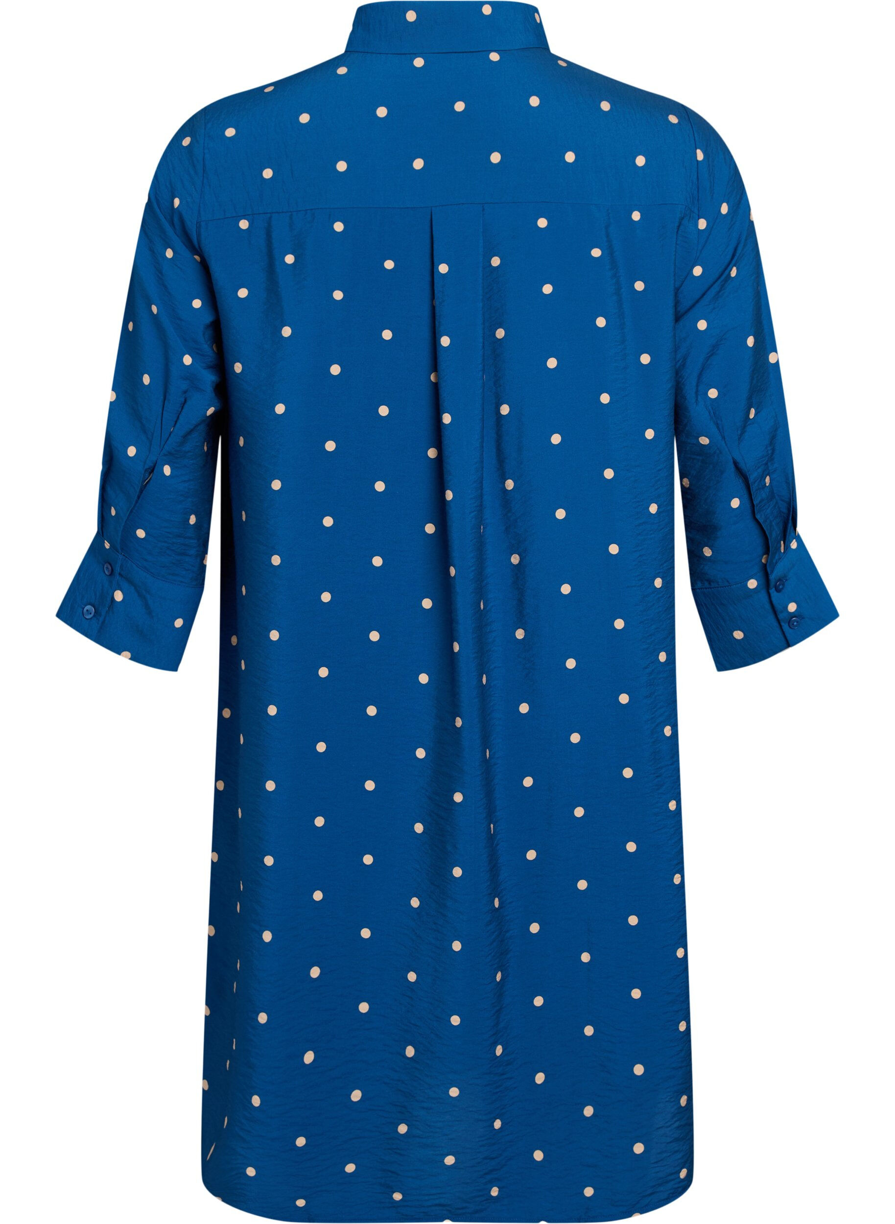 Zizzi Robe courte avec col et poche poitrine, Bleu, Packshot image number 1