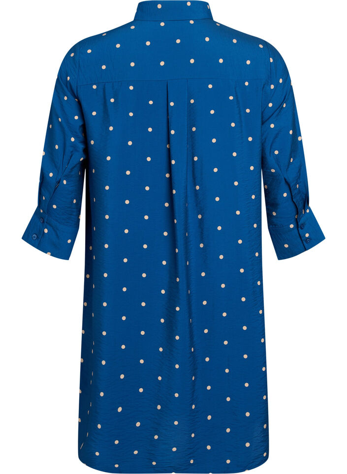 Robe courte avec col et poche poitrine, Bleu, Packshot image number 1
