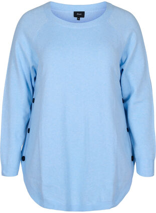 Pull en tricot avec des boutons, Chambray Blue Mel., Packshot image number 0