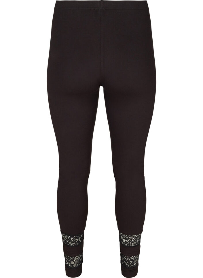 Legging en viscose avec longueur 3/4 et dentelle, Black, Packshot image number 1