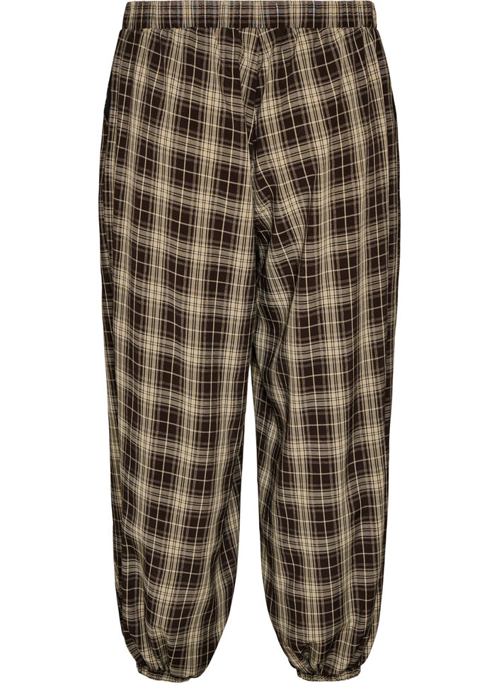 Pantalon ballon &agrave; carreaux avec taille haute, Vert, Packshot image number 1