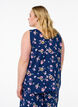 Haut imprim&eacute; avec col en V, Bleu, Model image number 2