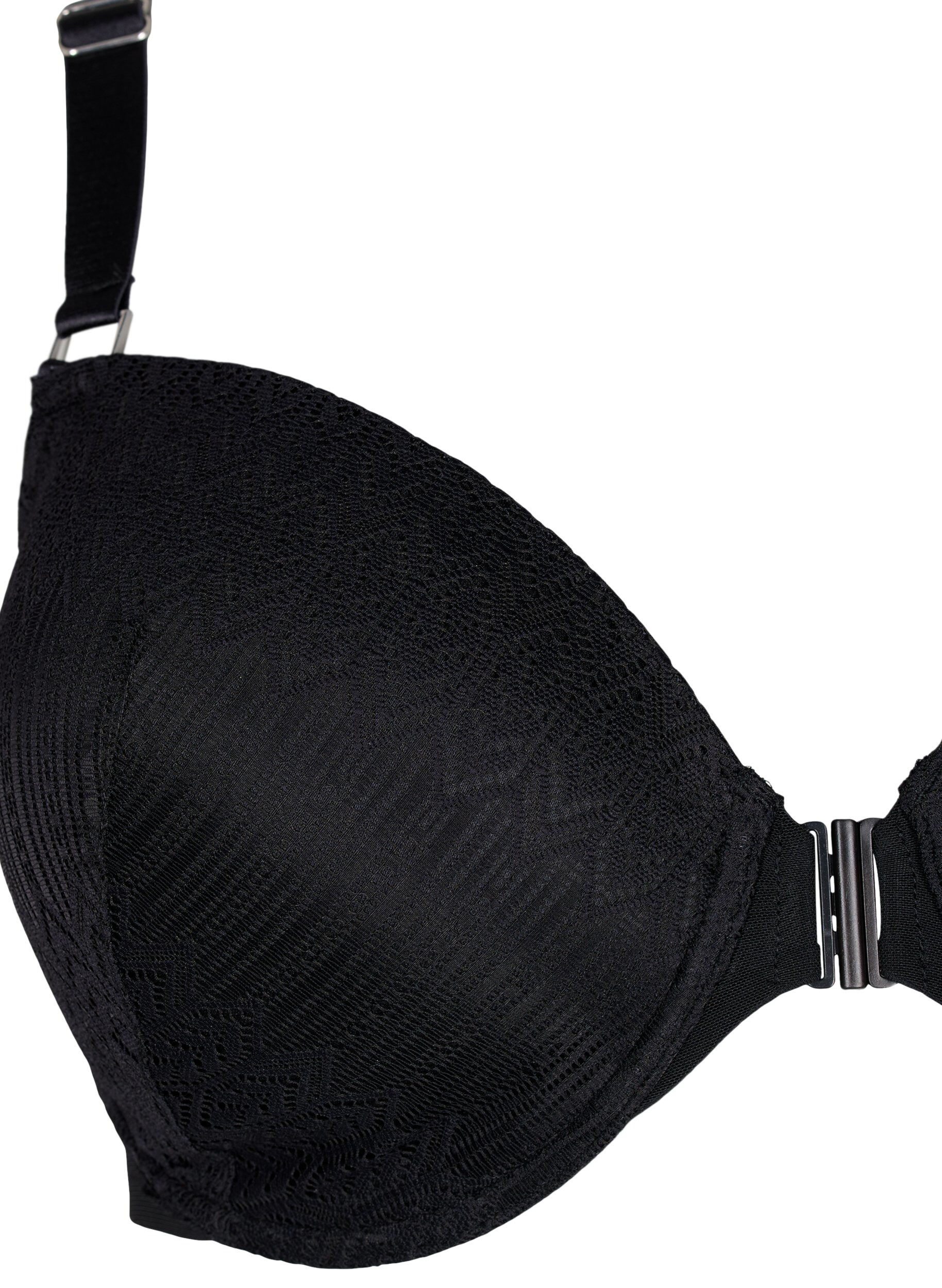 Zizzi Soutien-gorge moul&eacute; &agrave; dentelle et &agrave; fermeture avant, Noir, Packshot image number 2