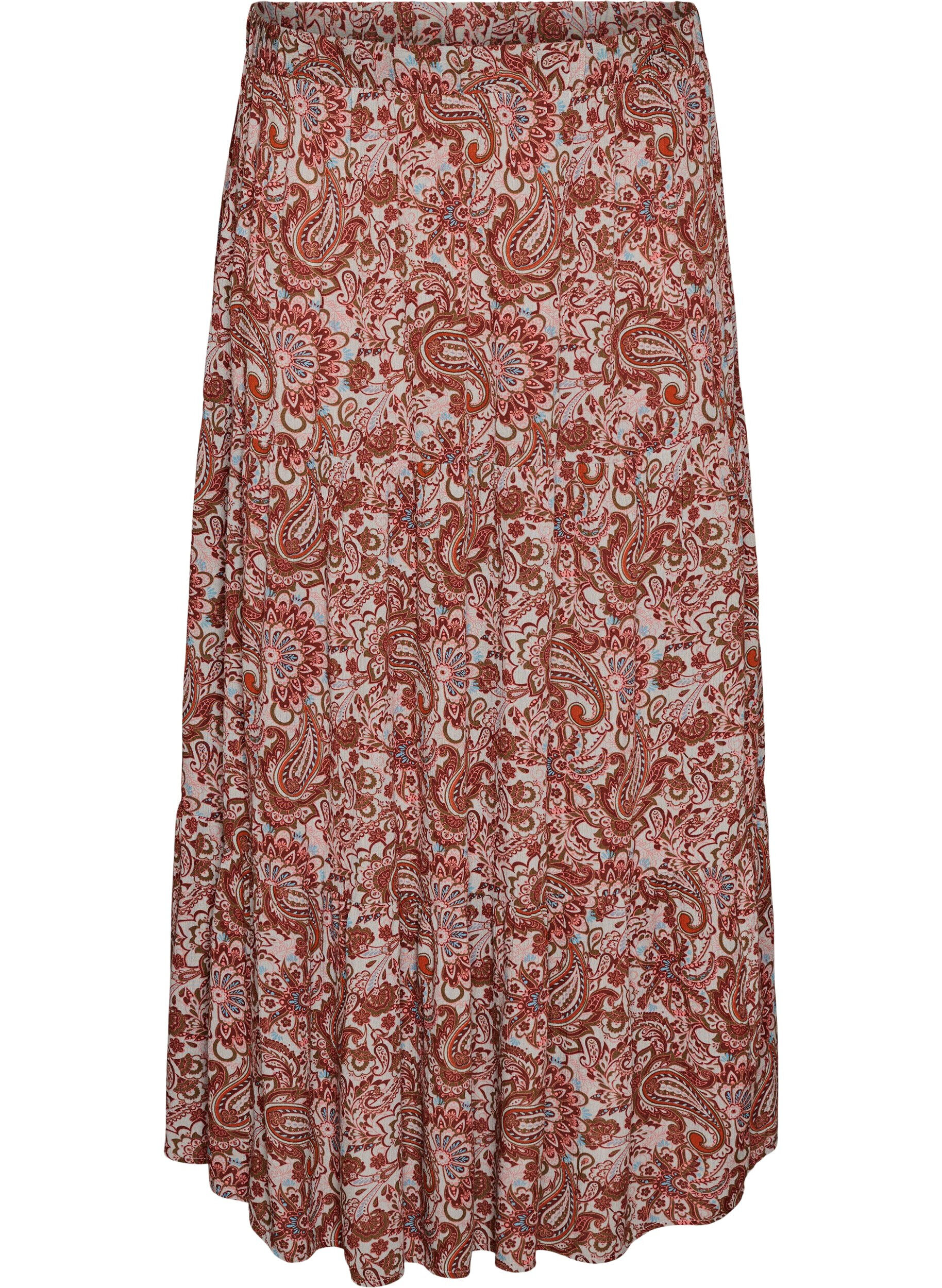 ZizziJupe longue &agrave; taille &eacute;lastiqu&eacute;e, Bordeaux, Packshot image number 0