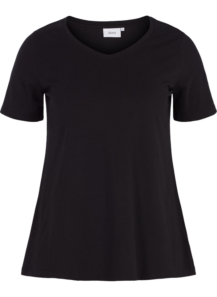 T-shirt en coton uni basique, Noir, Packshot image number 0