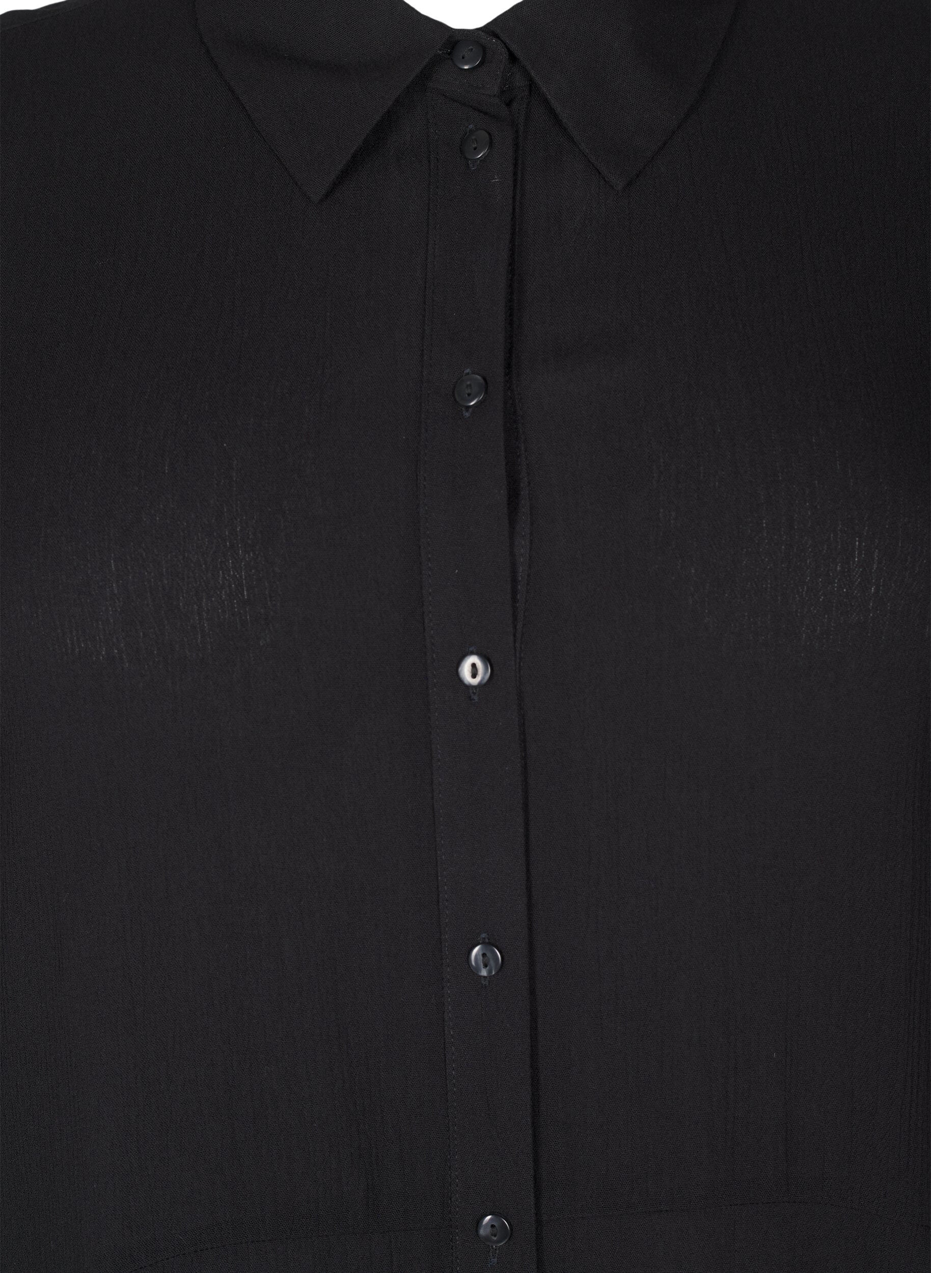 Zizzi Robe chemise mi-longue &agrave; manches courtes, Black, Packshot image number 2